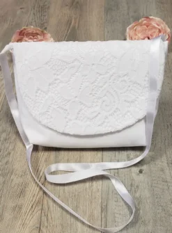 Sac de communion dessus dentelle Blanc