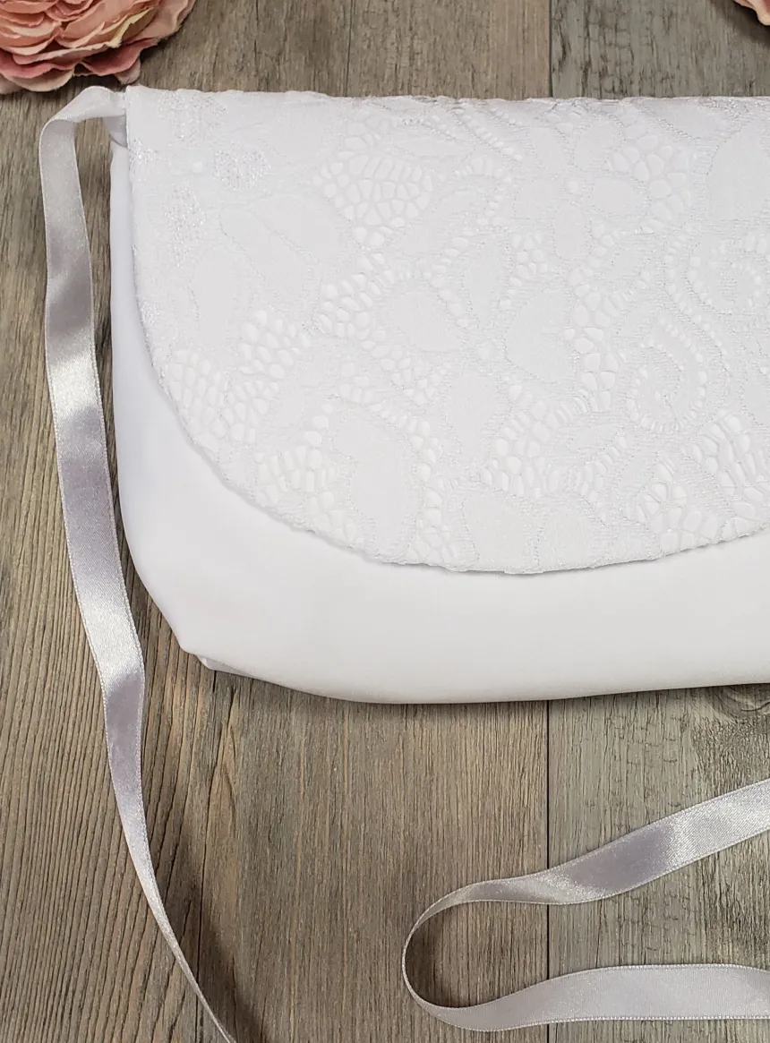 Sac de communion dessus dentelle Blanc