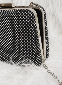 Sac de soirée rigide en strass femme