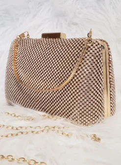 Sac de soirée rigide en strass femme