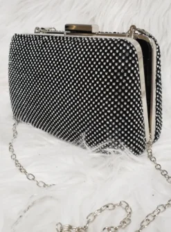Sac de soirée rigide en strass femme