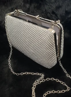 Sac de soirée rigide en strass femme