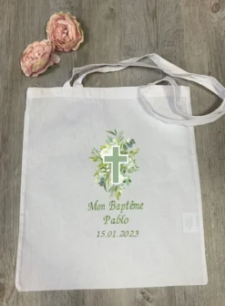 Sac tote bag de cérémonie "croix fleurie"