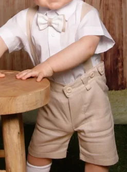 Salopette short en lin beige bébé garçon Collection Noam