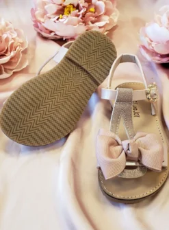 Sandales scintillants fille rose avec noeud