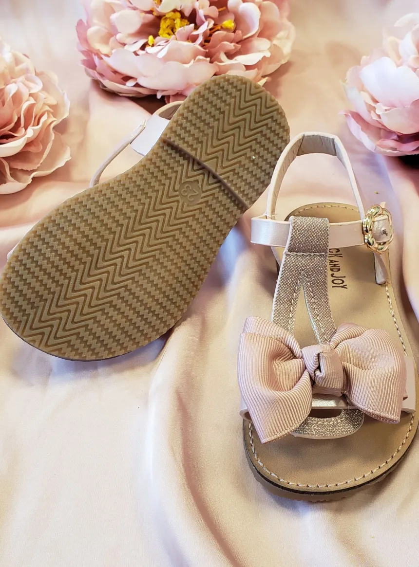 Sandales scintillants fille rose avec noeud