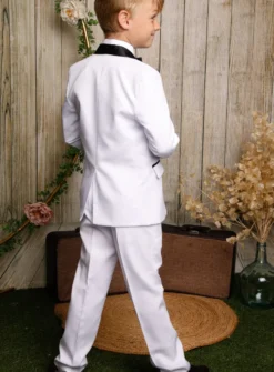 Seconde Vie : Costume garçon Thibault blanc et noir 8 ans 2 pièces