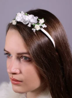 Serre tête blanc fleurs blanches Blanc