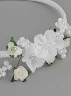 Serre tête blanc fleurs blanches Blanc