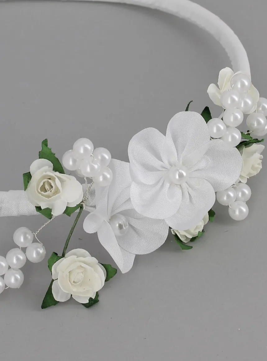Serre tête blanc fleurs blanches Blanc