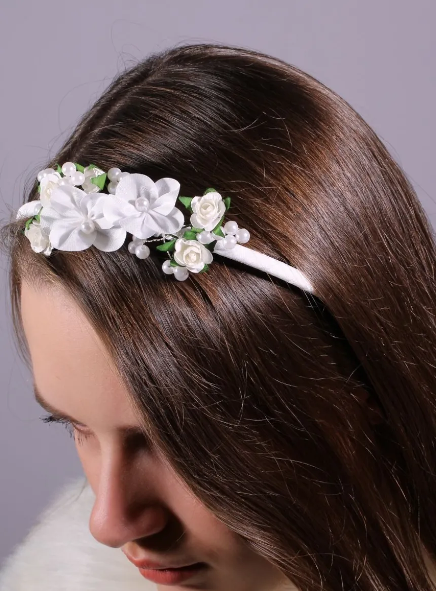 Serre tête blanc fleurs blanches Blanc