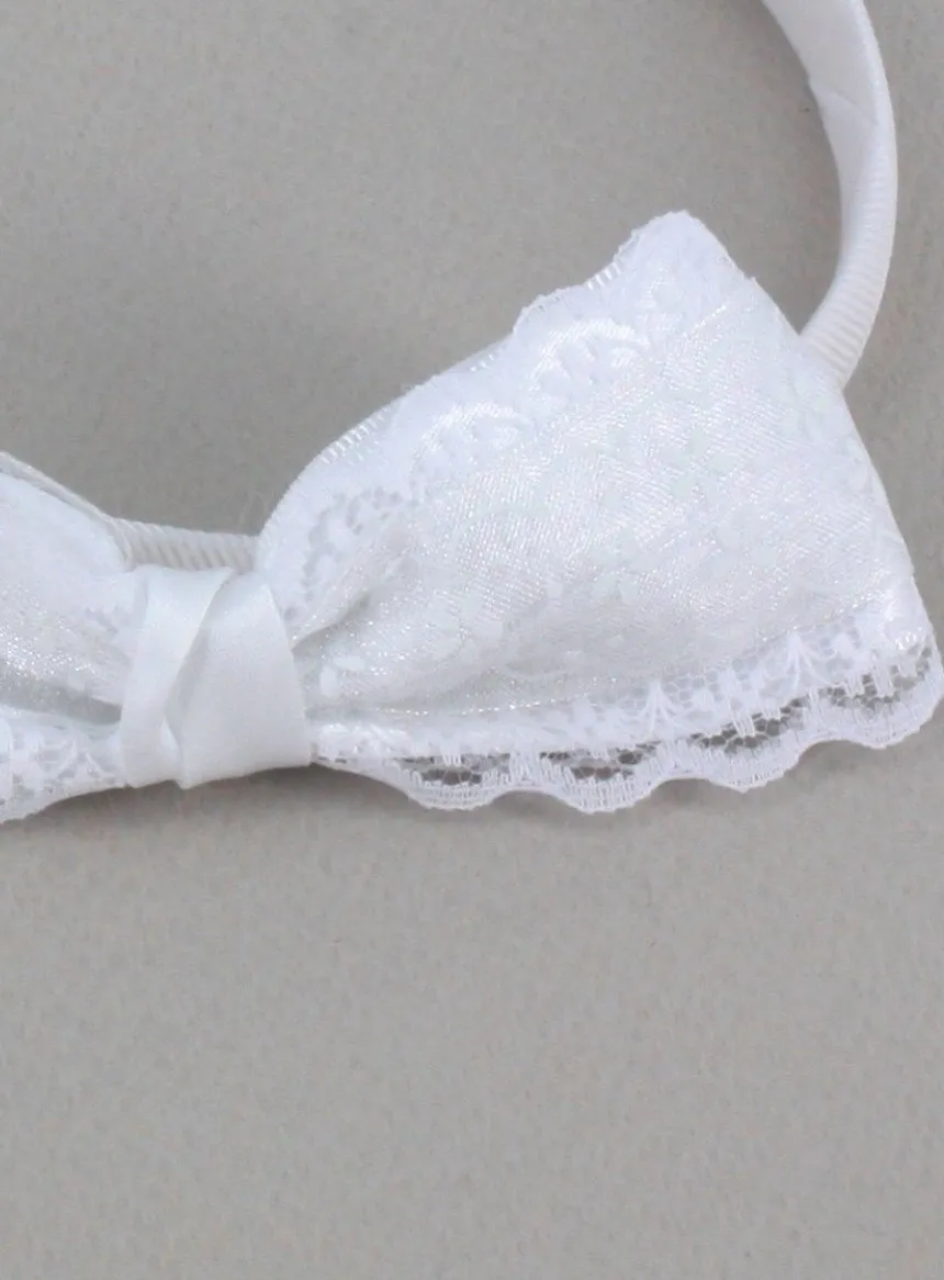 Serre Tête de cérémonie avec ruban Blanc