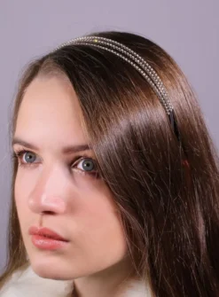 Serre tête de strass 3 rangées Gris argent