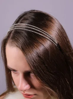 Serre tête de strass 3 rangées Gris argent