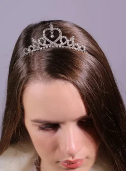 Serre tête diadème couronne strass Gris argent
