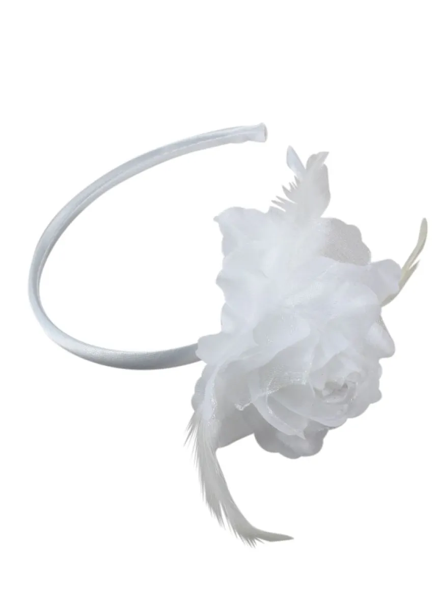 Serre tête en satin pour cérémonie Blanc