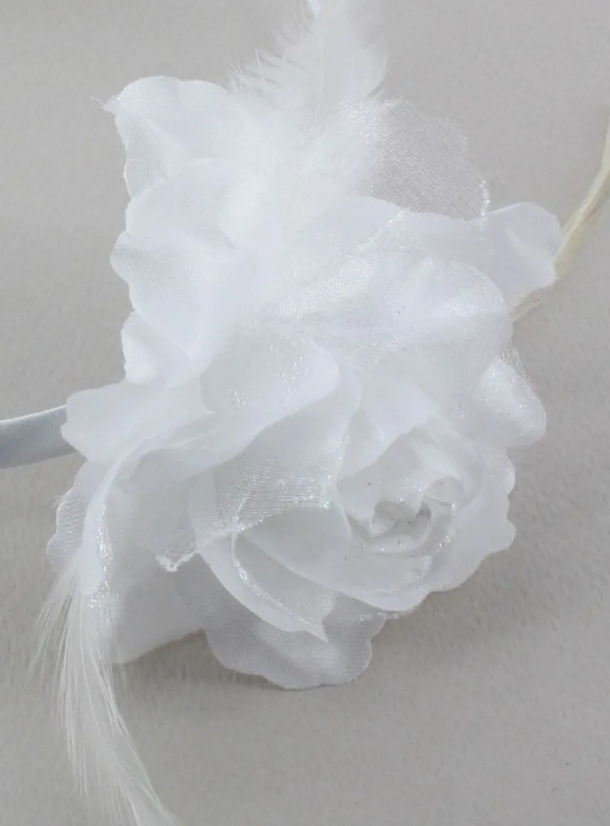 Serre tête en satin pour cérémonie Blanc