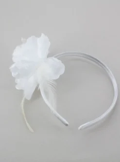 Serre tête en satin pour cérémonie Blanc