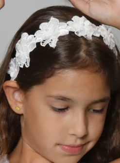Serre tête fleurs dentelle cérémonie Fille