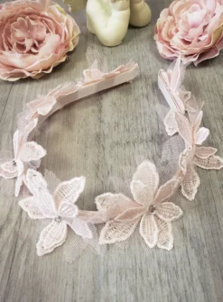 Serre tête fleurs dentelle cérémonie Fille