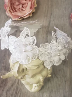 Serre tête fleurs dentelle cérémonie Fille