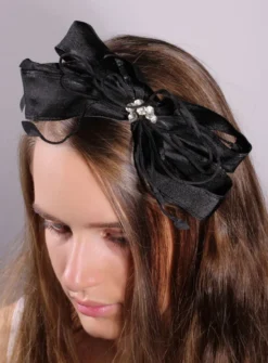 Serre tête noir avec noeud et strass Noir
