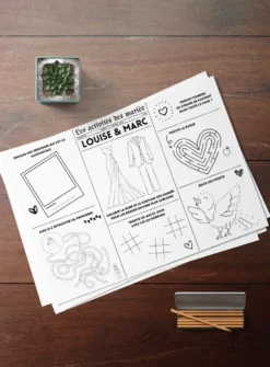 Set de table enfant mariage - Thème Journal Anglais