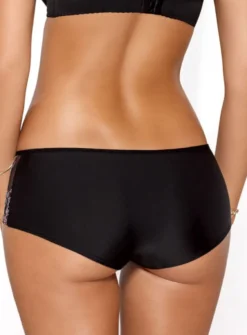Shorty dentelle noir brodé rose Nadine