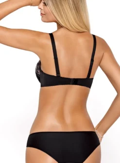 Soutien gorges noir brodé rose push-up Nadine
