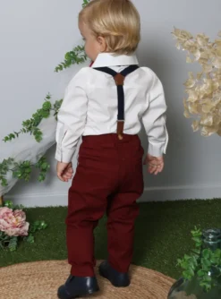 Tenue cérémonie bébé et petit garçon bordeaux