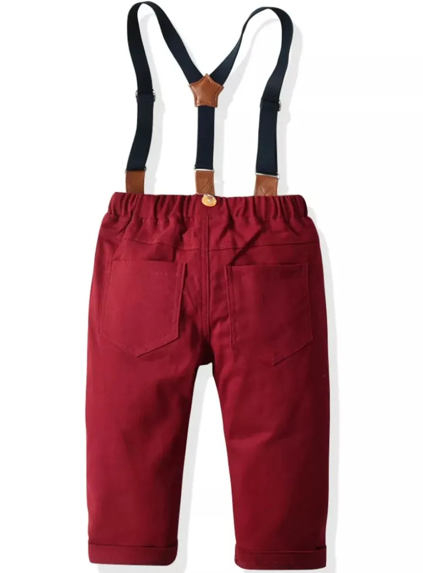 Tenue cérémonie bébé et petit garçon bordeaux