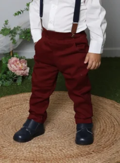 Tenue cérémonie bébé et petit garçon bordeaux