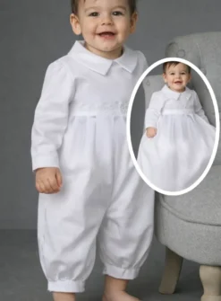 Tenue de baptême Garçon combinaison et tablier
