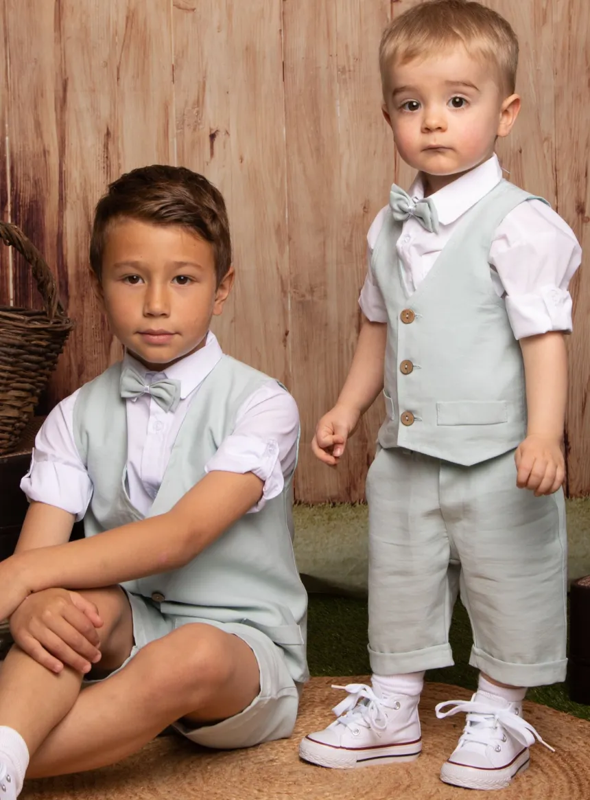 Tenue de cérémonie vert pastel garçon été Collection Songe