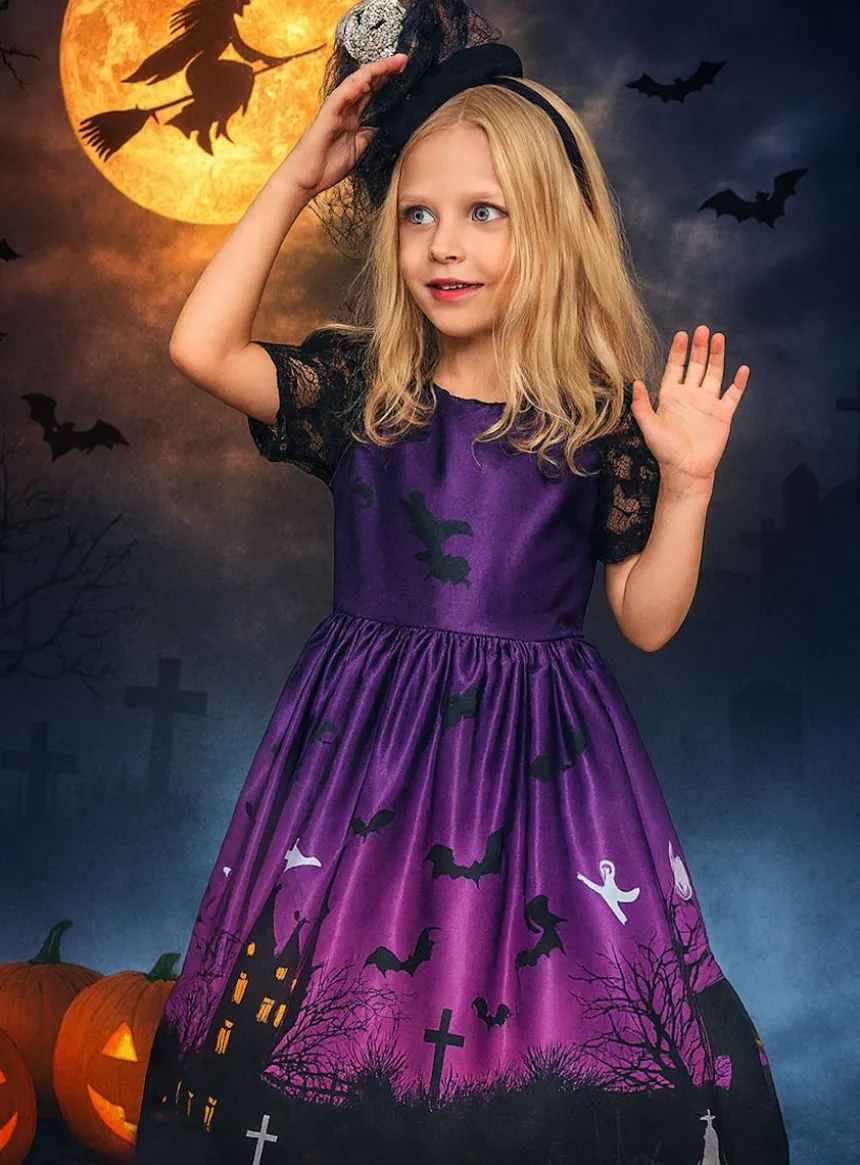 Tenue halloween Robe fille chic Chauve souris