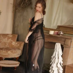 Tenue nuisette de nuit longue 3 pièces