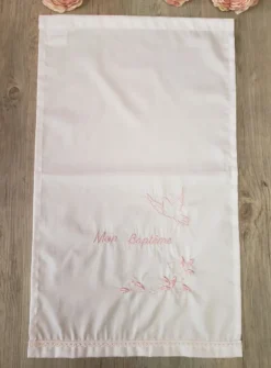 tissu de bapteme broderie Mon Baptême et Colombe