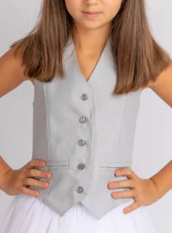 Top bustier fille lin gris
