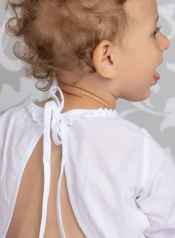 Tunique baptême blanche vintage manches longues Blanc
