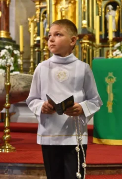 Tunique courte de communion garçon blanche avec cordon