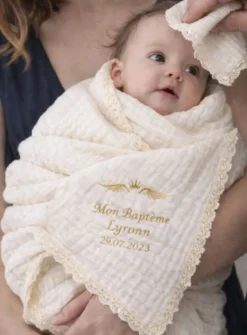Une couverture bébé en gaze de coton douce et élégante