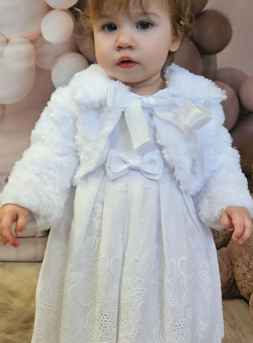 Veste blanche baptême fille