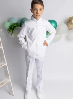 Veste blanche cérémonie garçon manches longues
