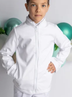 Veste blanche cérémonie garçon manches longues