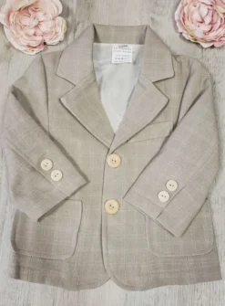 Veste cérémonie bébé petit garçon beige écossais Lisandro