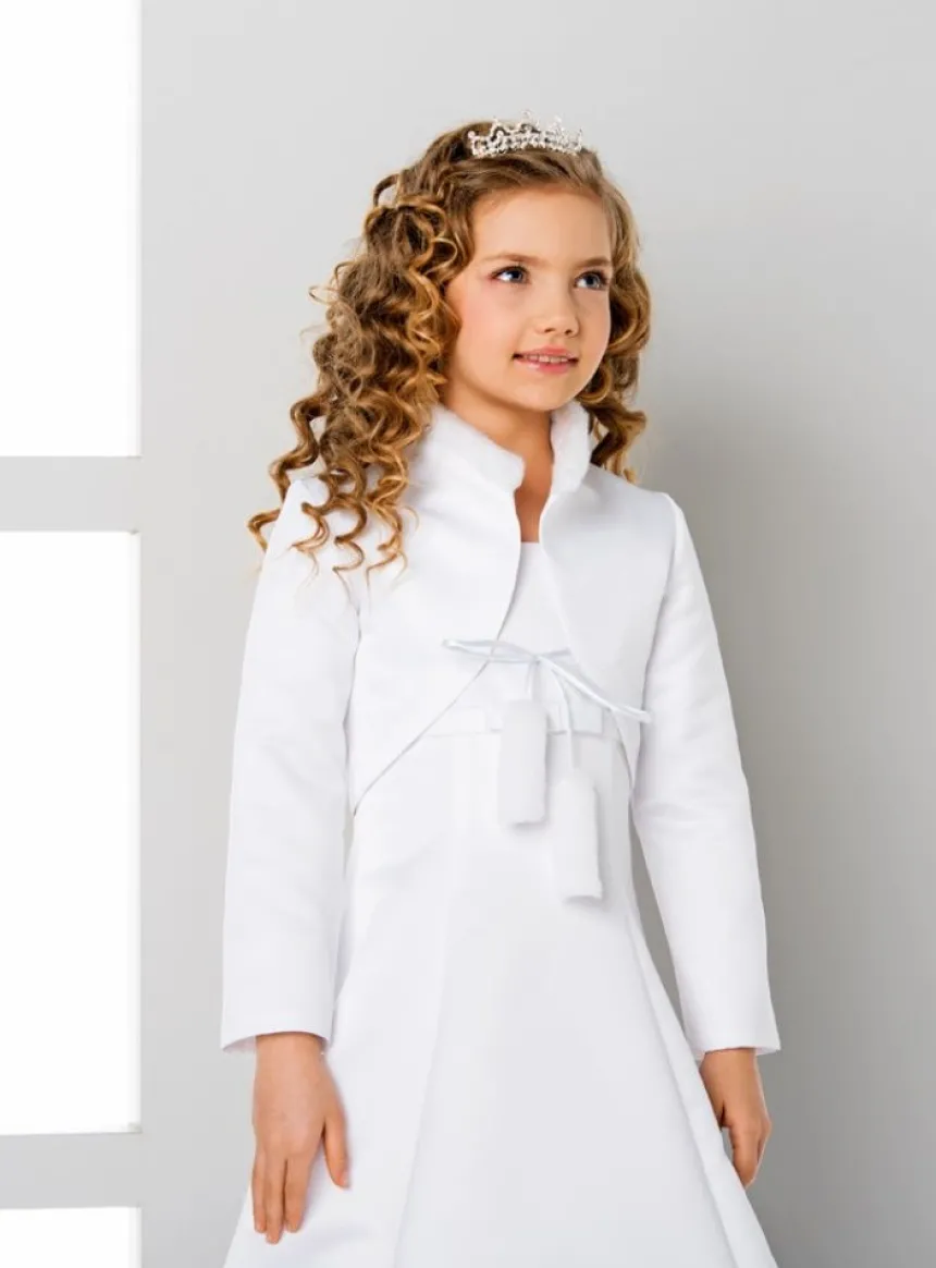 Veste enfant satin et fausse fourrure