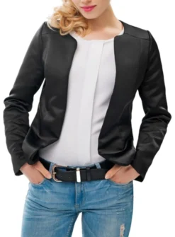 Veste femme satin noir manches longues