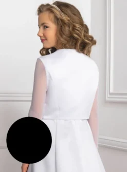 Veste fille en satin et manches en mousseline extensible