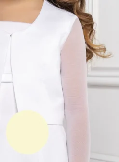 Veste fille en satin et manches en mousseline extensible