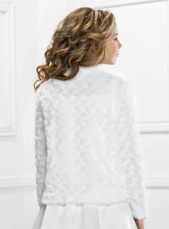 Veste fille fausse fourrure en fleurs